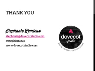 THANK YOU

Stephanie Lemieux
stephanie@dovecotstudio.com
@stephlemieux
www.dovecotstudio.com

 