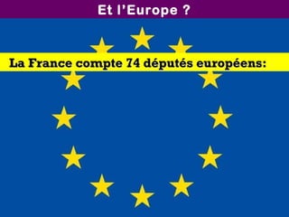 Et l’Europe ?
La France compte 74 députés européens:La France compte 74 députés européens:
 