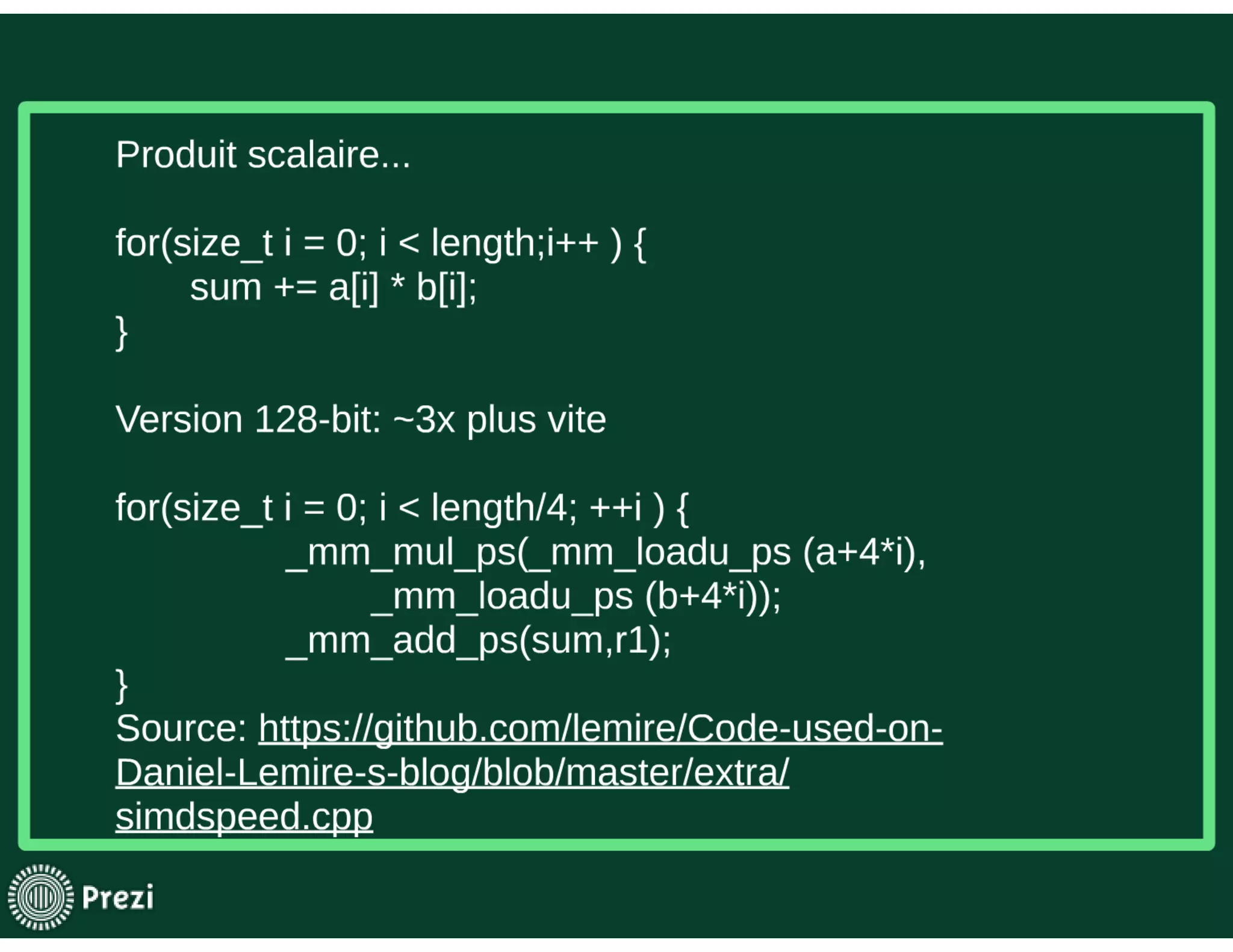 La vectorisation des algorithmes de compression 