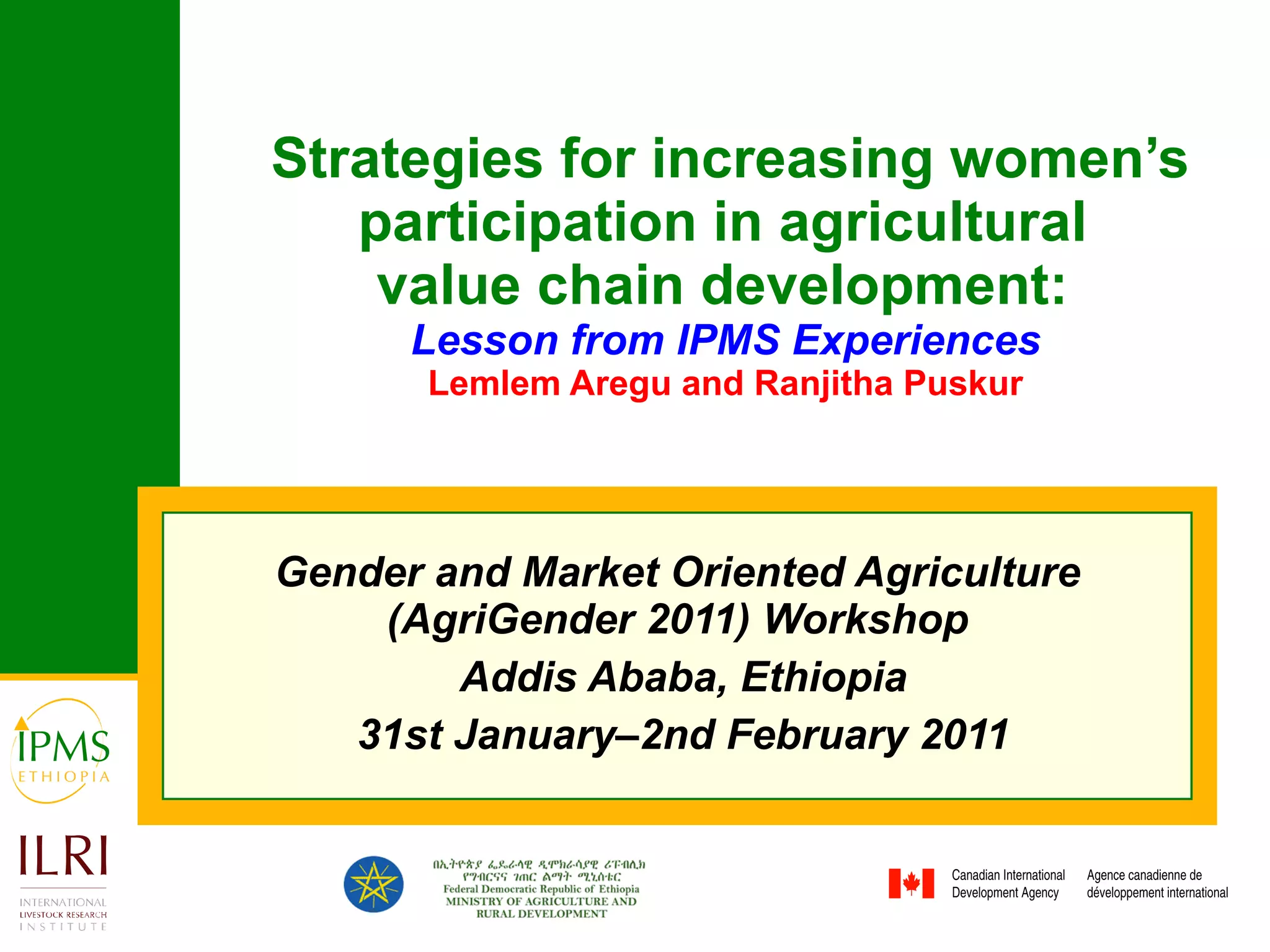 Strategies in increasing women’s participation in commodity value chain ...