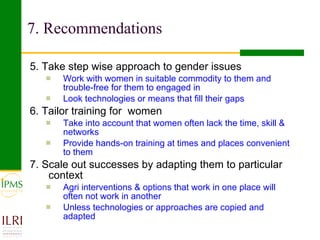 Strategies in increasing women’s participation in commodity value chain development: Lesson from IPMS experiences