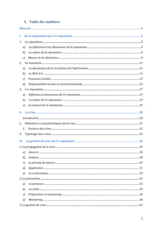 I. Table des matières
Résumé	
  .............................................................................................