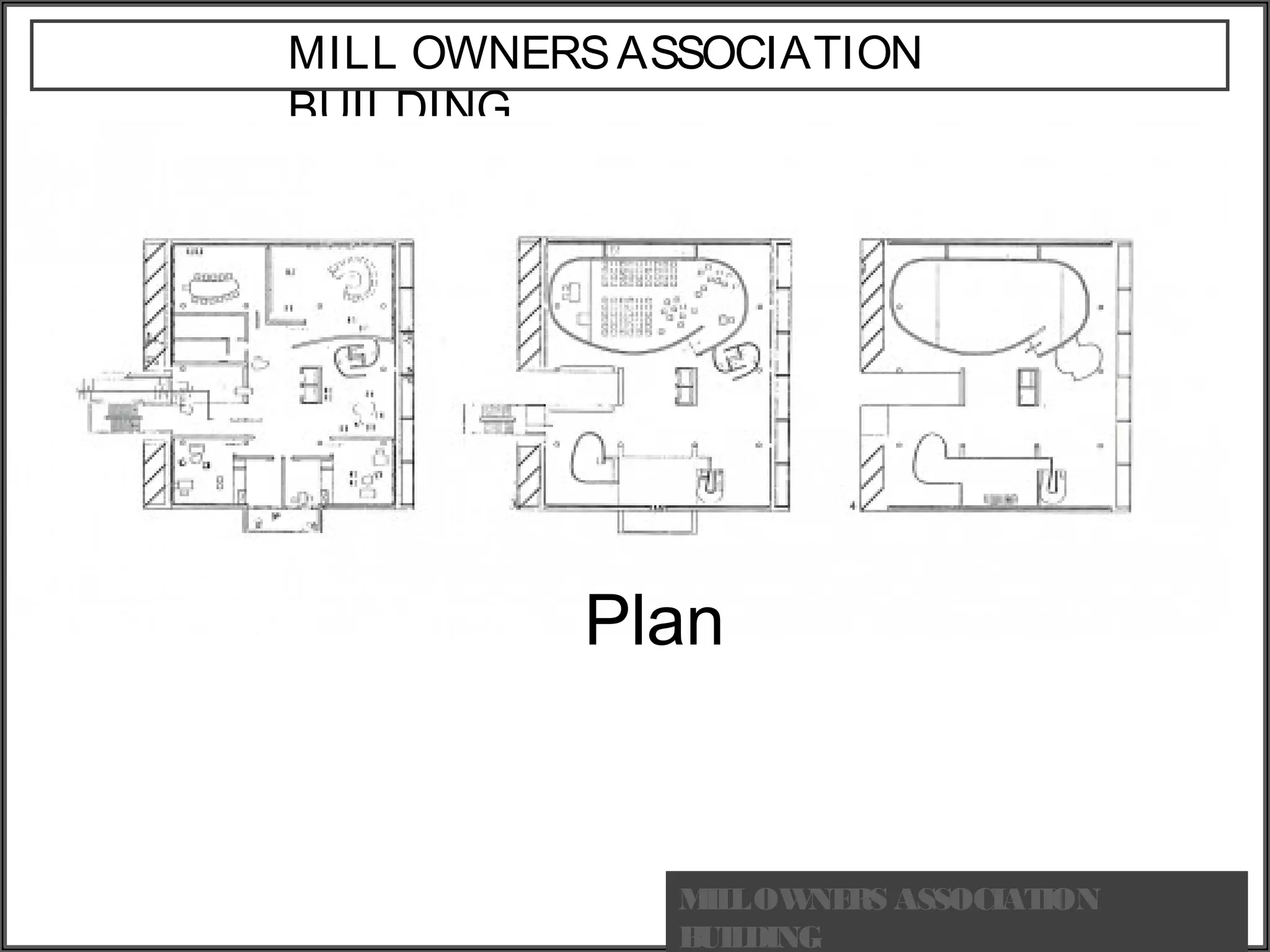 MILL OWNERSASSOCIATION
BUILDING
MILLOWNERS ASSOCIATION
BUILDING
Plan
 