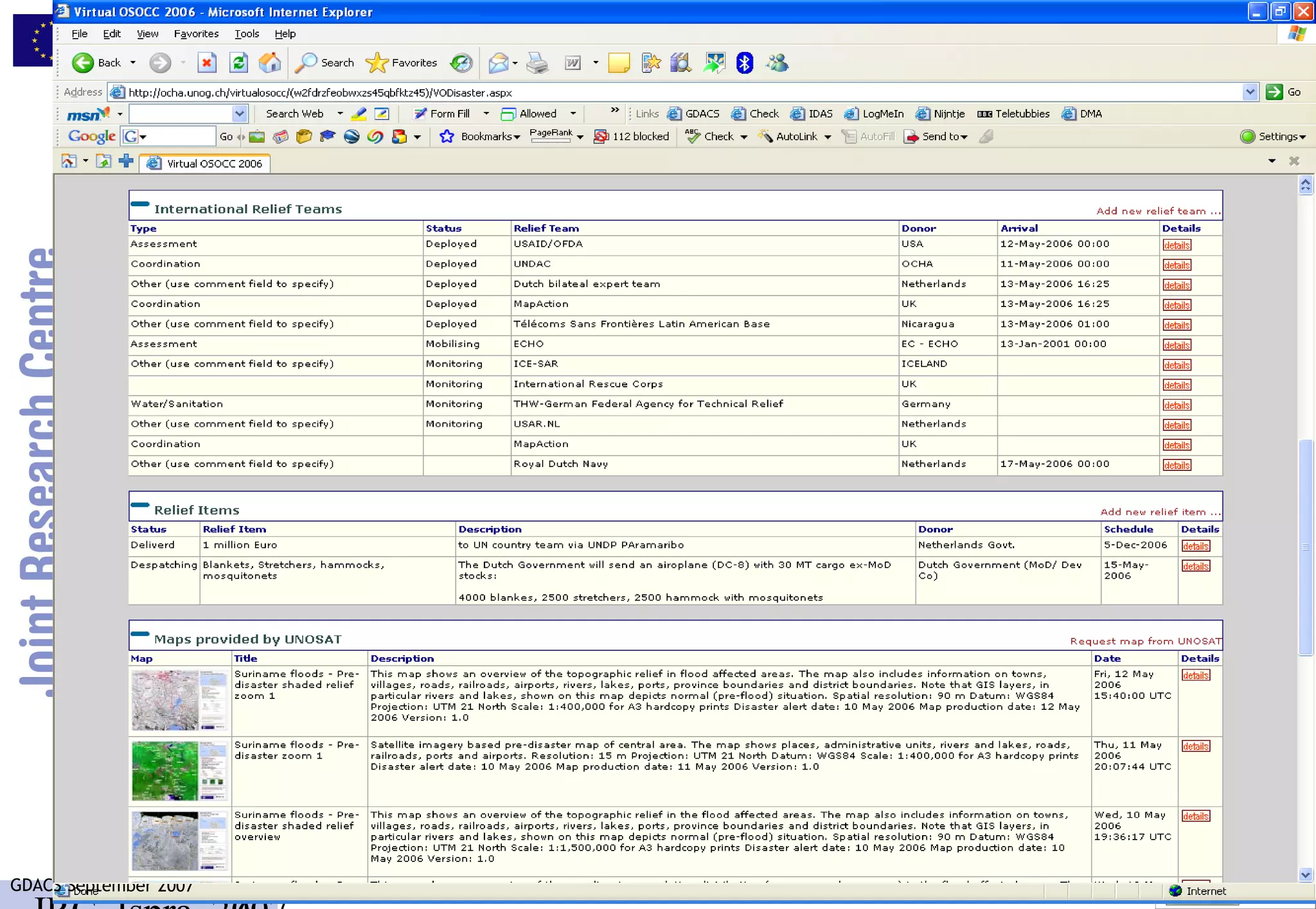 GDACS September 2007
 