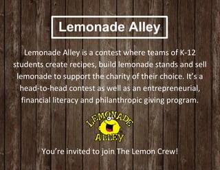 Lemonade Alley Sponsorship Deck, 2015