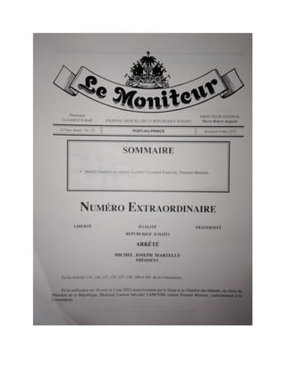 Le Moniteur Vendredi 4 mai 2012.