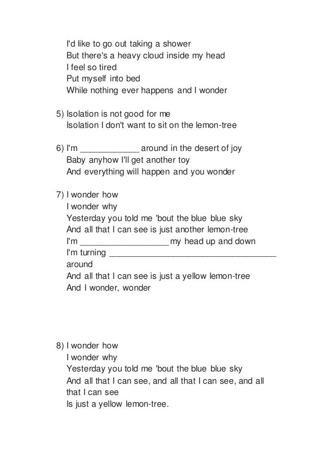 Lemon tree lyrics