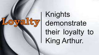 Knights
demonstrate
their loyalty to
King Arthur.
 
