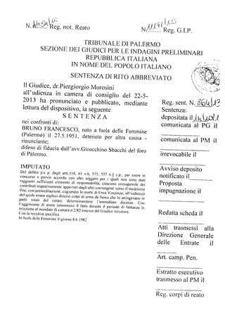 Le motivazione nella sentenza di condanna, di francesco bruno, per l’omicidio mafioso di vincenzo enea