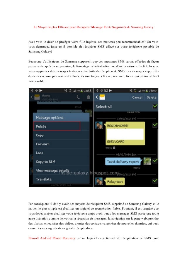 Le Moyen Le Plus Efficace Pour Recuperer Message Texte Supprimes De S