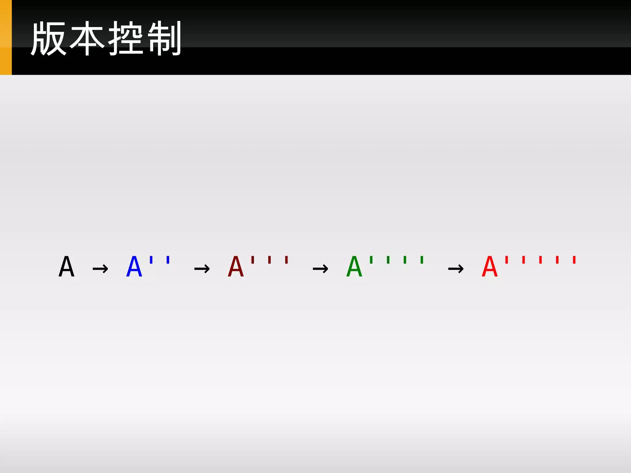 版本控制 A → A'' → A''' → A'''' → A''''' 