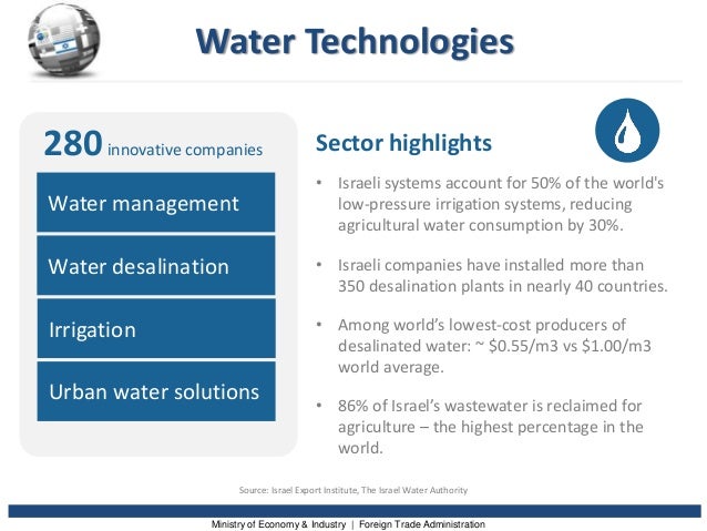 Israel’s Water Sector - Innovation, Challenges and Solutions
