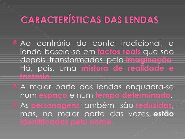 Lenda característica e classificação