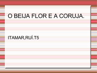 O BEIJA FLOR E A CORUJA. ITAMAR,RUÍ.T5