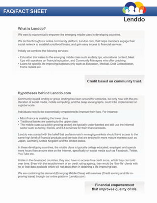 Lenddo FAQ and Fact Sheet