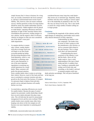 Lending To Automobile Dealers Credit Risk Issues | PDF