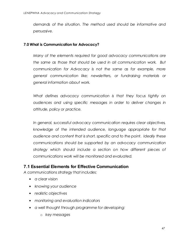 Advocacy and communication strategy final