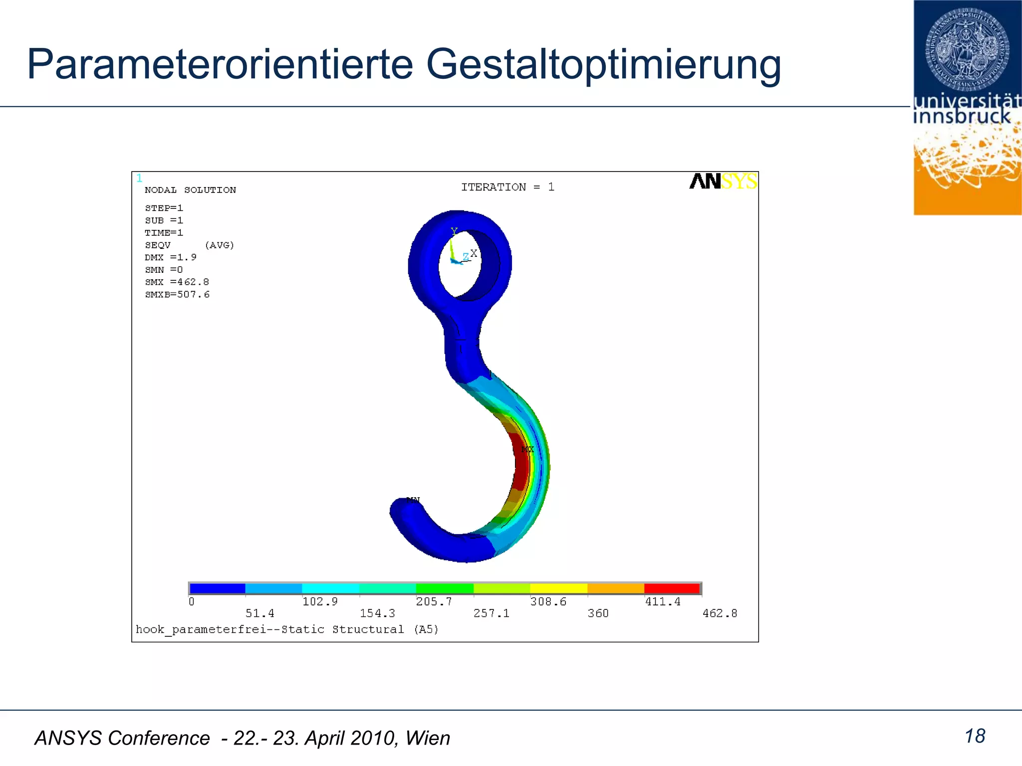 ANSYS Conference - 22.- 23. April 2010, Wien
Parameterorientierte Gestaltoptimierung
18
 