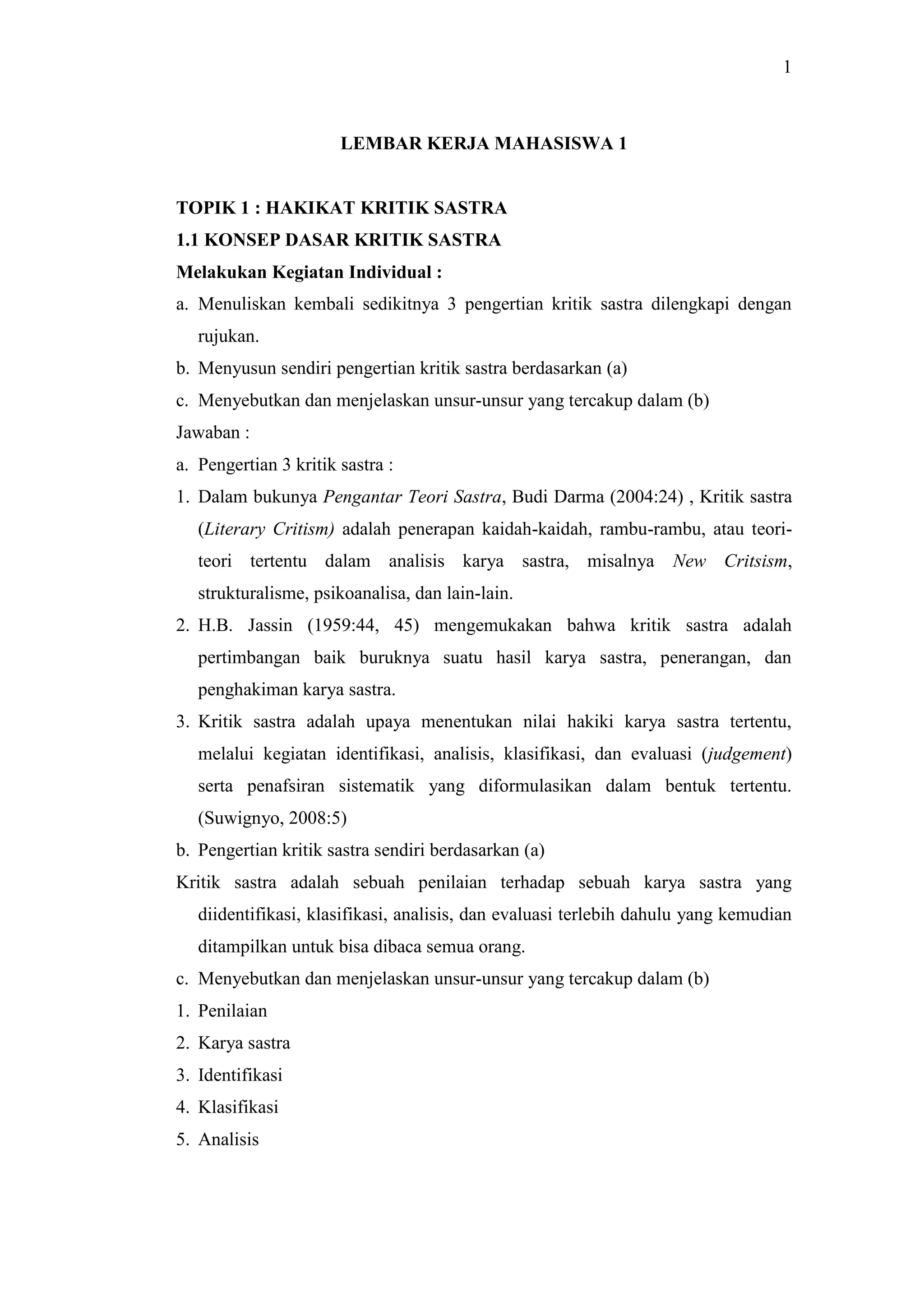 Lengkap lembar kerja mahasiswa 1 | PDF