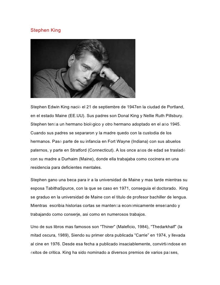 Texto Explicativo de la vida de Stephen King