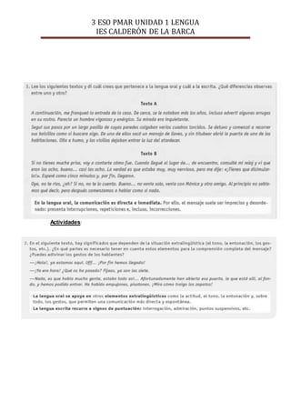 3 ESO PMAR UNIDAD 1 LENGUA
IES CALDERÓN DE LA BARCA
Actividades:
 