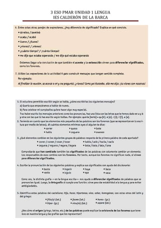 3 ESO PMAR UNIDAD 1 LENGUA
IES CALDERÓN DE LA BARCA
 