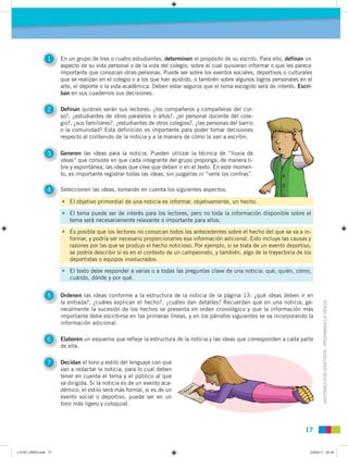 1     En un grupo de tres o cuatro estudiantes, determinen el propósito de su escrito. Para ello, definan un
             ...