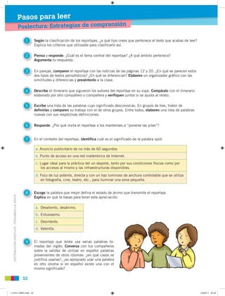 Pasos para leer
                                               Poslectura: Estrategias de comprensión

                   ...