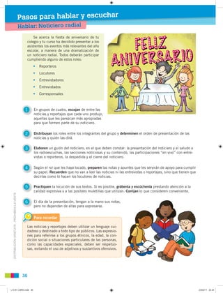 Pasos para hablar y escuchar
                                               Hablar: Noticiero radial
                     ...