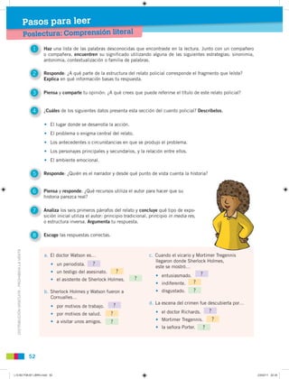 Pasos para leer
                                               Poslectura: Comprensión literal
                           ...