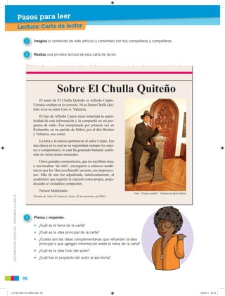 Pasos para leer
                                               Lectura: Carta de lector

                                 ...