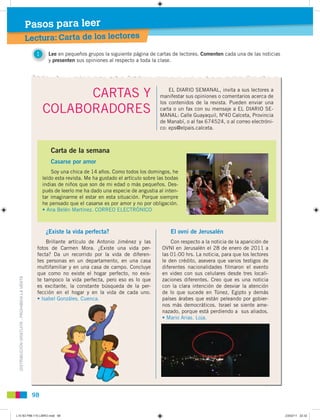 Pasos para leer
                                               Lectura: Carta de los lectores
                            ...