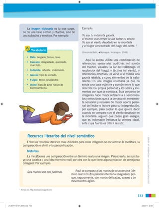 La imagen visionaria es la que surge,         Ejemplo:
                    no de una base común y objetiva, sino de
      ...