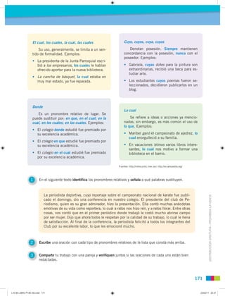 El cual, los cuales, la cual, las cuales                       Cuyo, cuyos, cuya, cuyas

                      Su uso, gen...