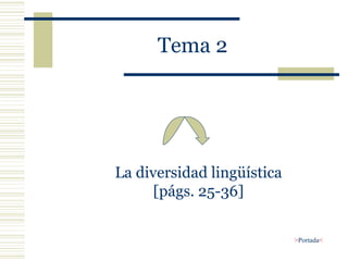 Tema 2 La diversidad lingüística [págs. 25-36] > Portada < 