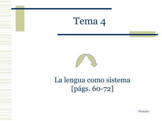 Tema 4 La lengua como sistema [págs. 60-72] > Portada < 