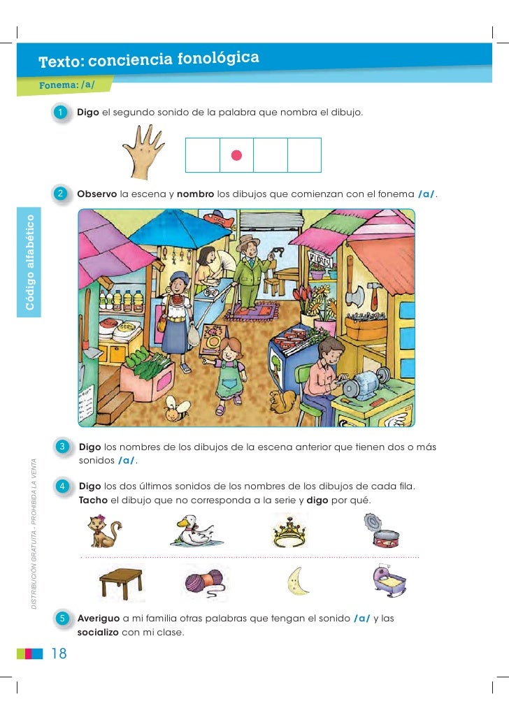 6   Dibujo una x en la casilla que corresponde al sonido /a/ en cada palabra.7   Dibujo las palabras que resultan luego de...