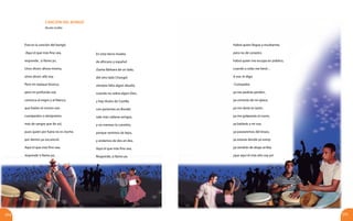 254 255
Esta es la canción del bongó:
-Aquí el que más fino sea,
responde , si llamo yo.
Unos dicen: ahora mismo,
otros dicen: allá voy.
Pero mi repique bronco,
pero mi profunda voz,
convoca al negro y al blanco,
que bailan el mismo son,
cueripardos o almiprietos
más de sangre que de sol,
pues quien por fuera no es noche,
por dentro ya oscureció.
Aquí el que más fino sea,
responde si llamo yo.
CANCIÓN DEL BONGÓ
Nicolás Guillén
En esta tierra mulata
de africano y español
(Santa Bárbara de un lado,
del otro lado Changó)
siempre falta algún abuelo,
cuando no sobra algún Don,
y hay títulos de Castilla
con parientes en Bondó:
vale más callarse amigos,
y no menear la cuestión,
porque venimos de lejos,
y andamos de dos en dos.
Aquí el que más fino sea,
Responde, si llamo yo.
Habrá quien llegue a insultarme,
pero no de corazón;
habrá quien me escupa en público,
cuando a solas me besó…
A ese, le digo:
-Compadre,
ya me pedirás perdón,
ya comerás de mi ajiaco,
ya me darás la razón,
ya me golpearás el cuero,
ya bailarás a mi voz,
ya pasearemos del brazo,
ya estarás donde yo estoy:
ya vendrás de abajo arriba,
¡que aquí el más alto soy yo!
 