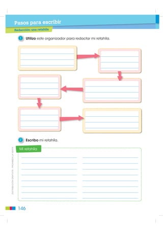 Pasos para escribir
                                             Redacción: una retahíla

                                                1    Utilizo este organizador para redactar mi retahíla.




                                                2    Escribo mi retahíla.
',675,%8,Ï1 *5$78,7$  352+,%,'$ /$ 9(17$




                                                Mi retahíla




                                               146
 