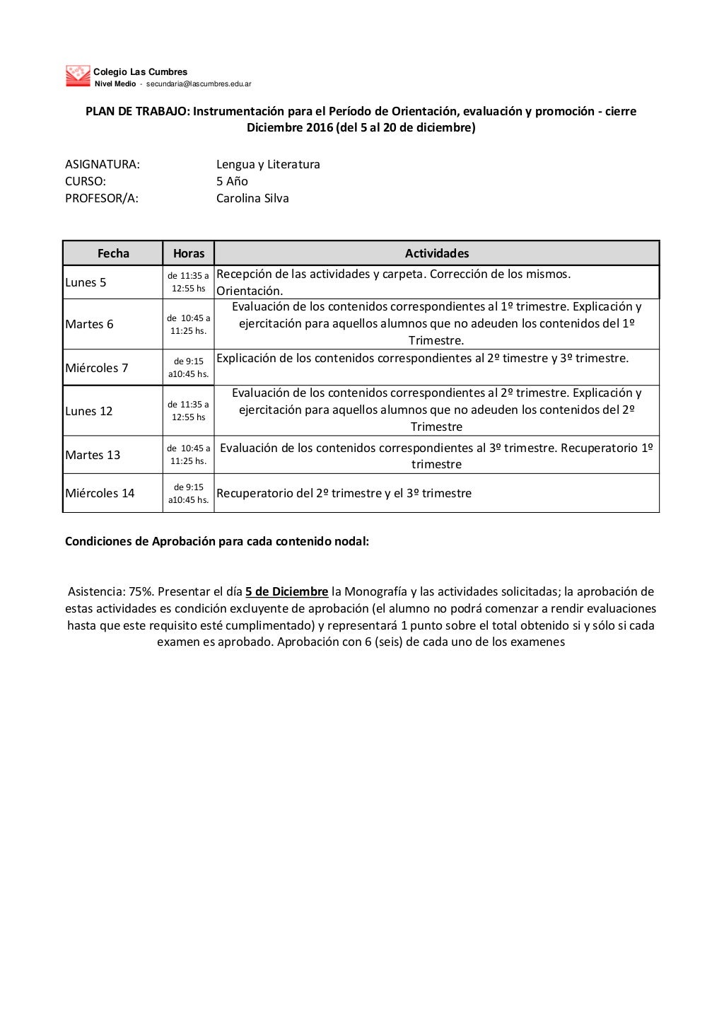 Lengua 5 plan de trabajo - dic 2016 (1)