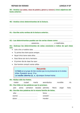 Lengua 5º ep repaso en vacaciones