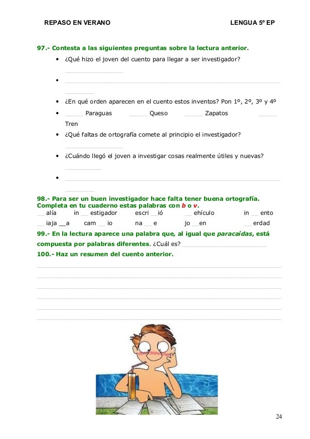 Lengua 5º ep repaso en vacaciones