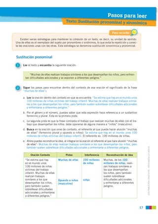 Pasos para leer
                                            Texto: Sustitución pronominal y sinonímic
                    ...