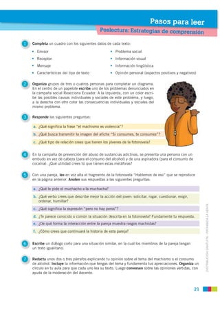Pasos para leer
                                             Poslectura: Estrategias de comprensión

1   Completa un cuadr...