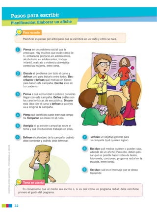 Pasos para escribir
                                             Planificació : Elaborar un afiche
                       ...