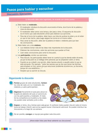 Pasos para hablar y escuchar
                                             Discusió : Ejecución
                           ...