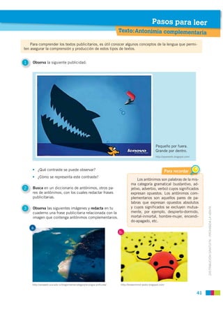 Pasos para leer
                                                                        Texto: Antonimia complementaria

 ...