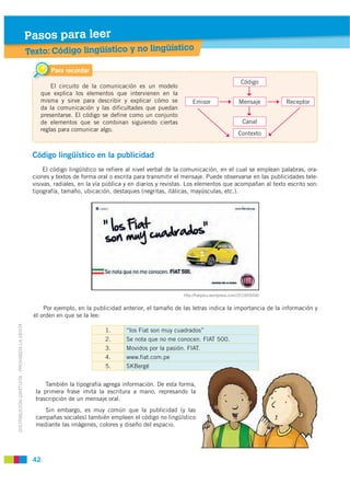 Pasos para leer
                                             Texto: Código lingüístico y no lingüístico

                 ...