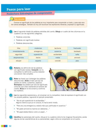 Pasos para leer
                                             Poslectura: Estrategias de comprensión

                     ...