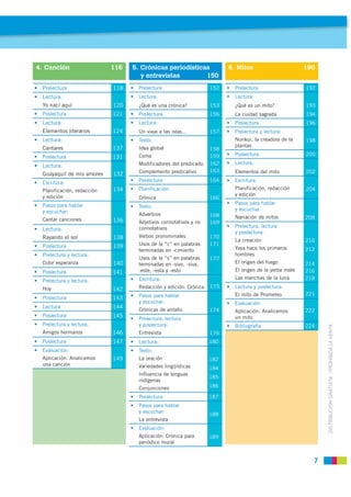 4. Canción                     116   5. Crónicas periodísticas                6. Mitos                         190
       ...